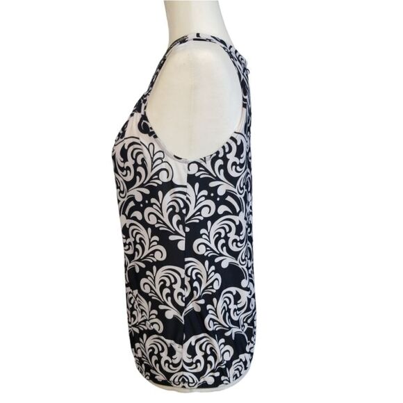 INC International Concepts Sleeveless Top Black White Embellished Neckline Small - Picture 3 of 7